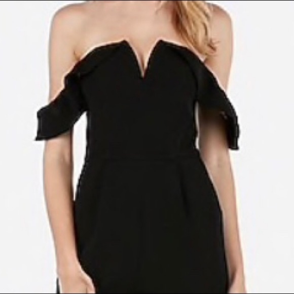 Express Strapless Off The Shoulder V-Wire Jumpsuit - Picture 2 of 3